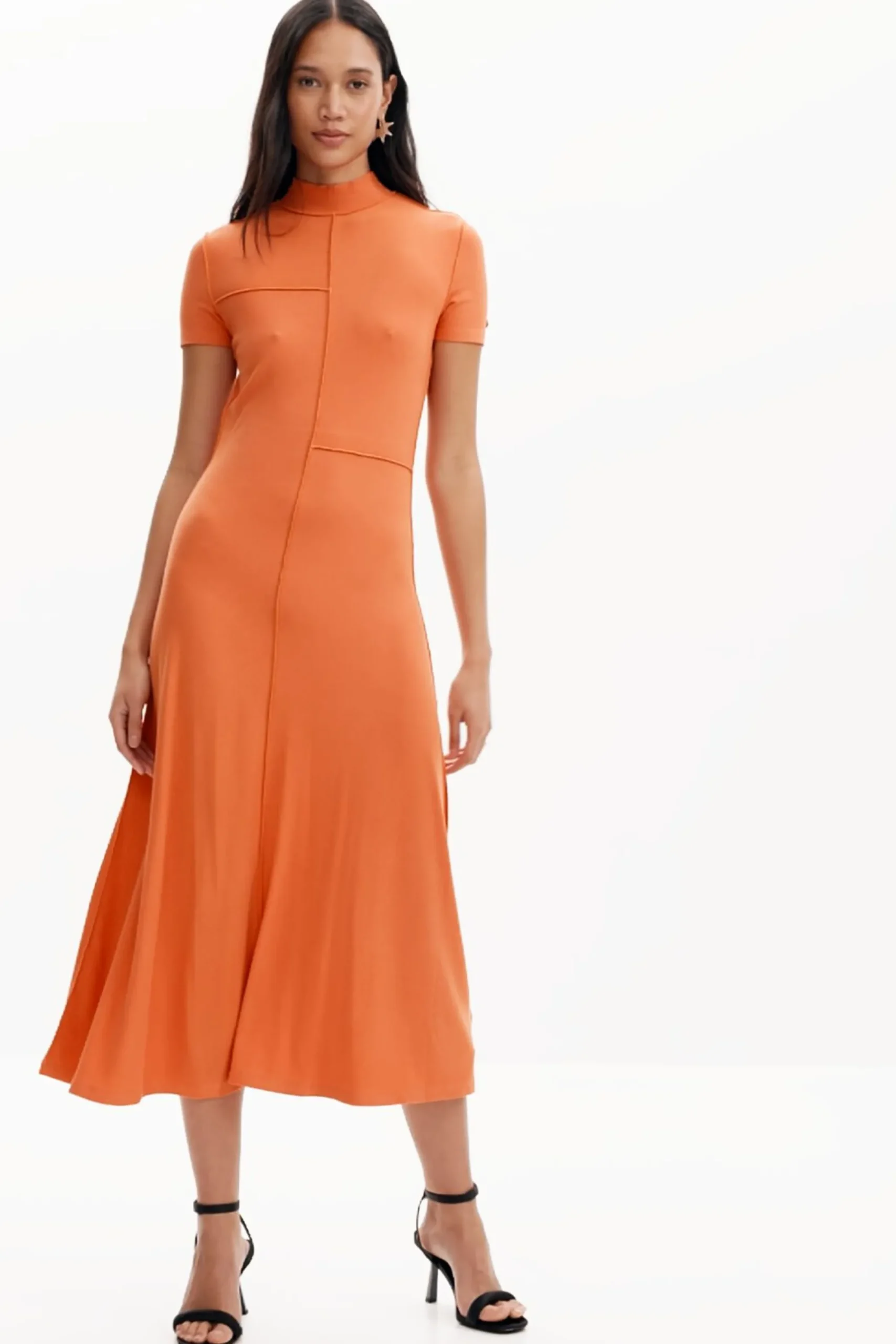 Vestidos Y Monos-Desigual Vestido midi cuello alto