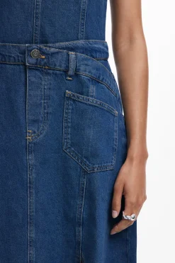 Vestidos Y Monos-Desigual Vestido midi denim