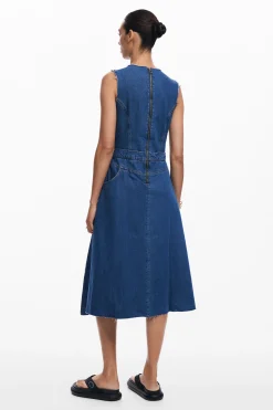 Vestidos Y Monos-Desigual Vestido midi denim