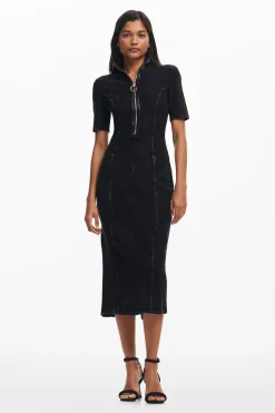 Vestidos Y Monos-Desigual Vestido midi denim
