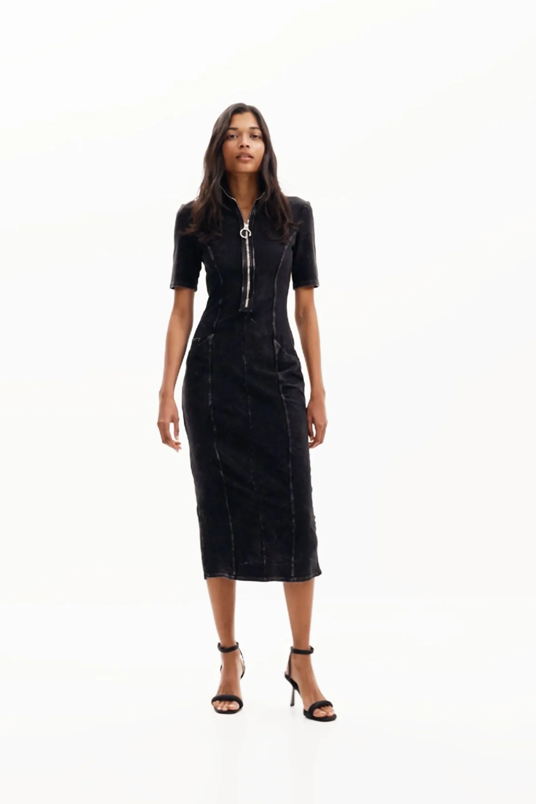Vestidos Y Monos-Desigual Vestido midi denim