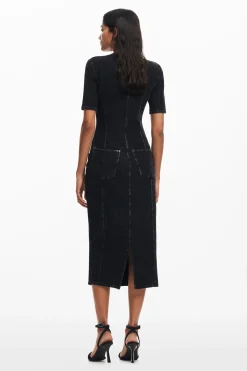 Vestidos Y Monos-Desigual Vestido midi denim