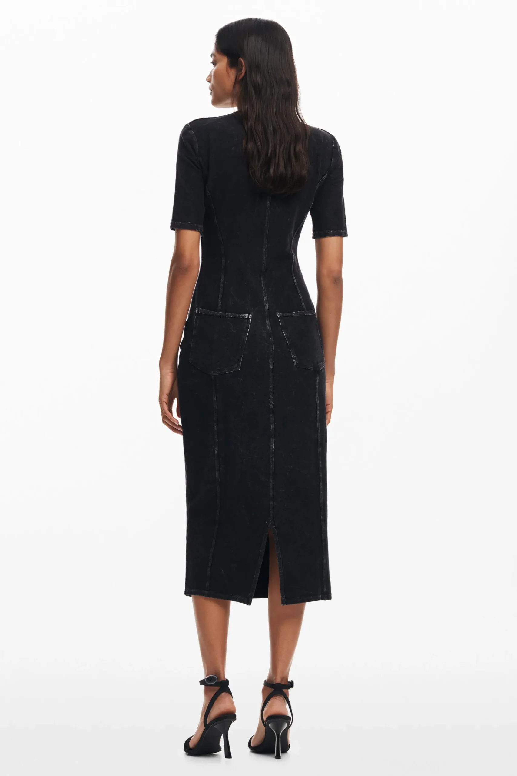 Vestidos Y Monos-Desigual Vestido midi denim