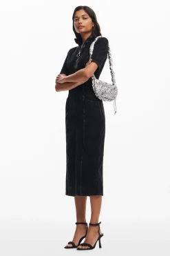 Vestidos Y Monos-Desigual Vestido midi denim