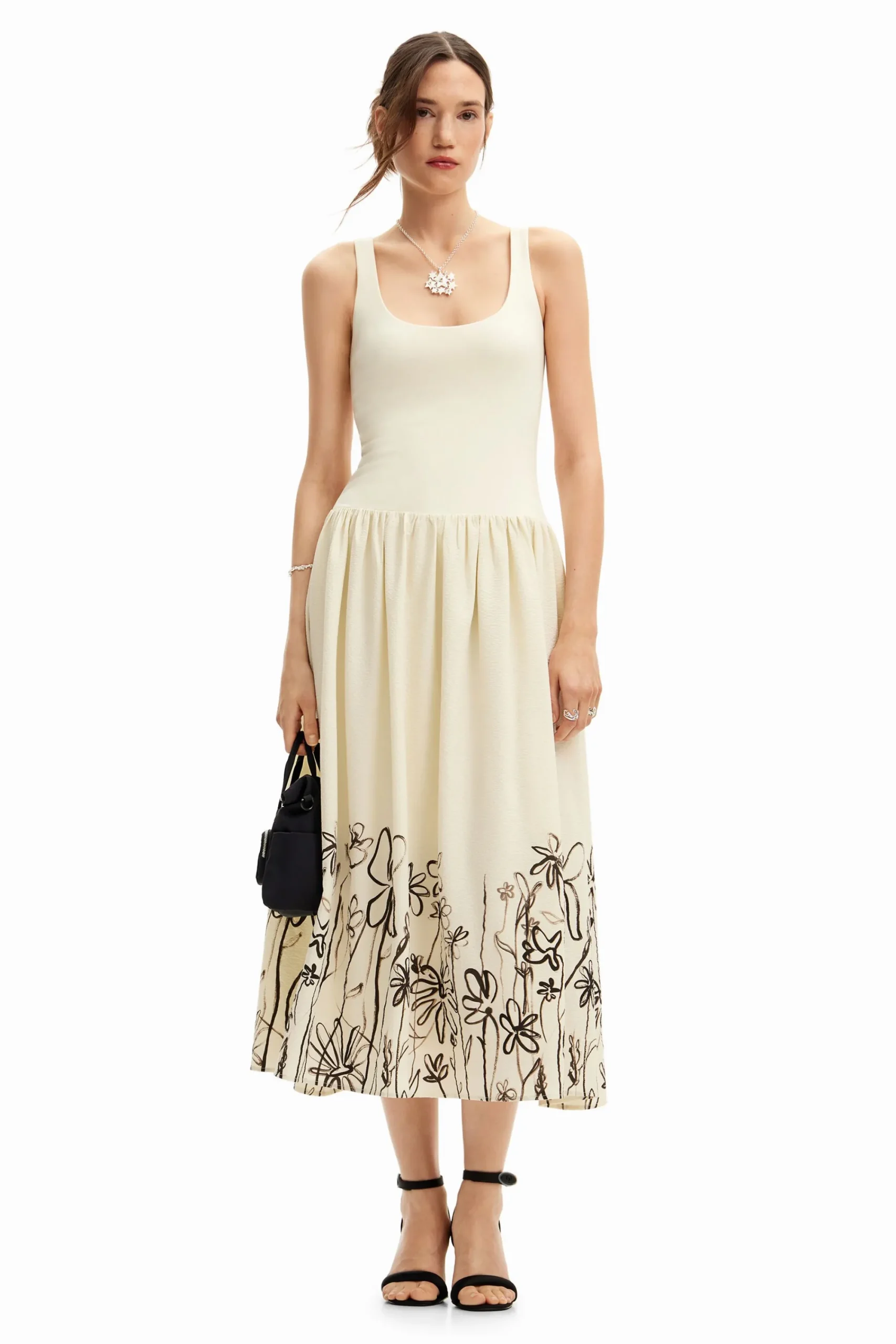 Vestidos Y Monos-Desigual Vestido midi evasé flores