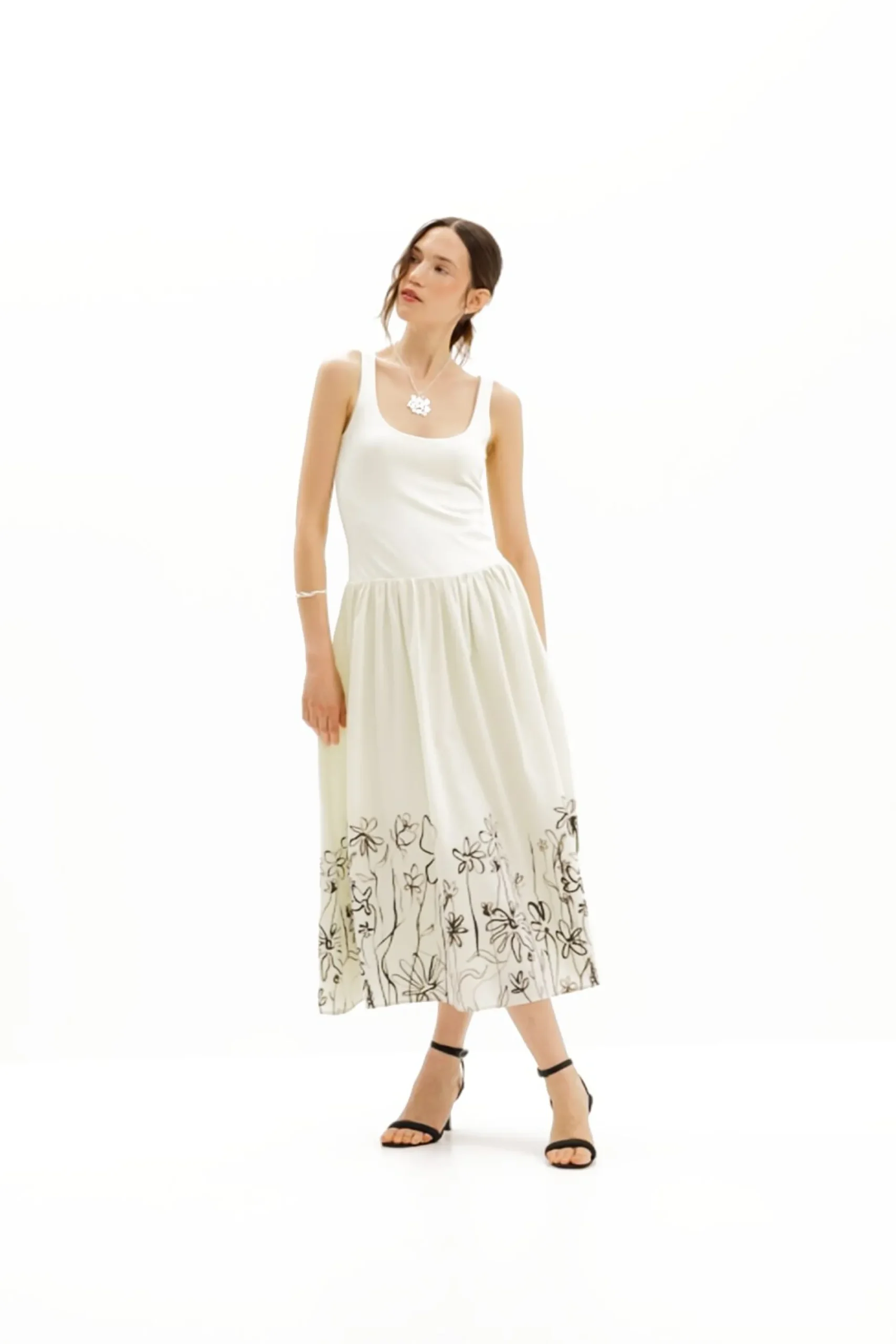 Vestidos Y Monos-Desigual Vestido midi evasé flores