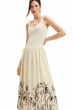 Vestidos Y Monos-Desigual Vestido midi evasé flores