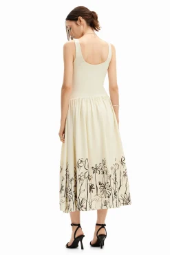 Vestidos Y Monos-Desigual Vestido midi evasé flores