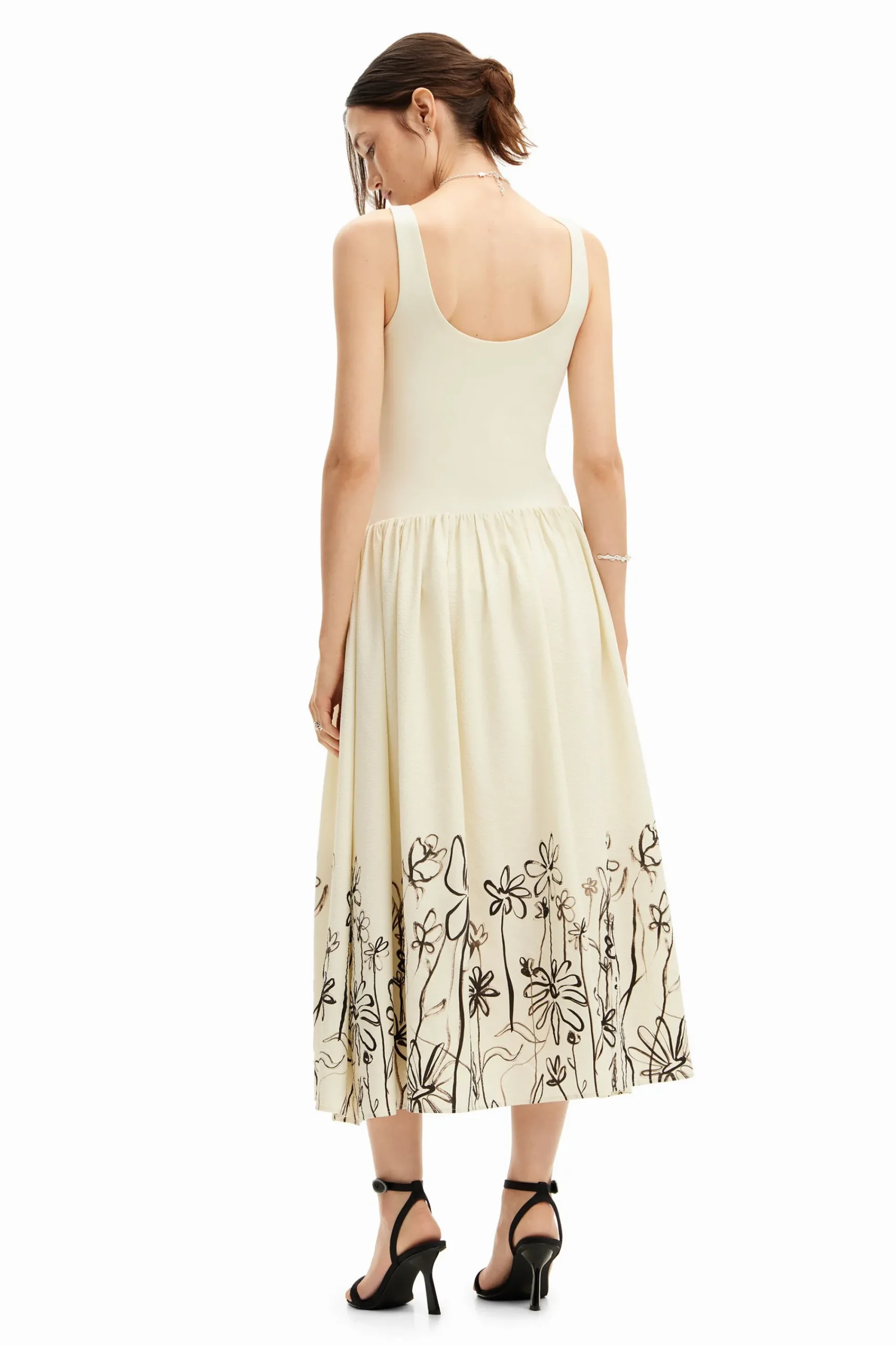 Vestidos Y Monos-Desigual Vestido midi evasé flores