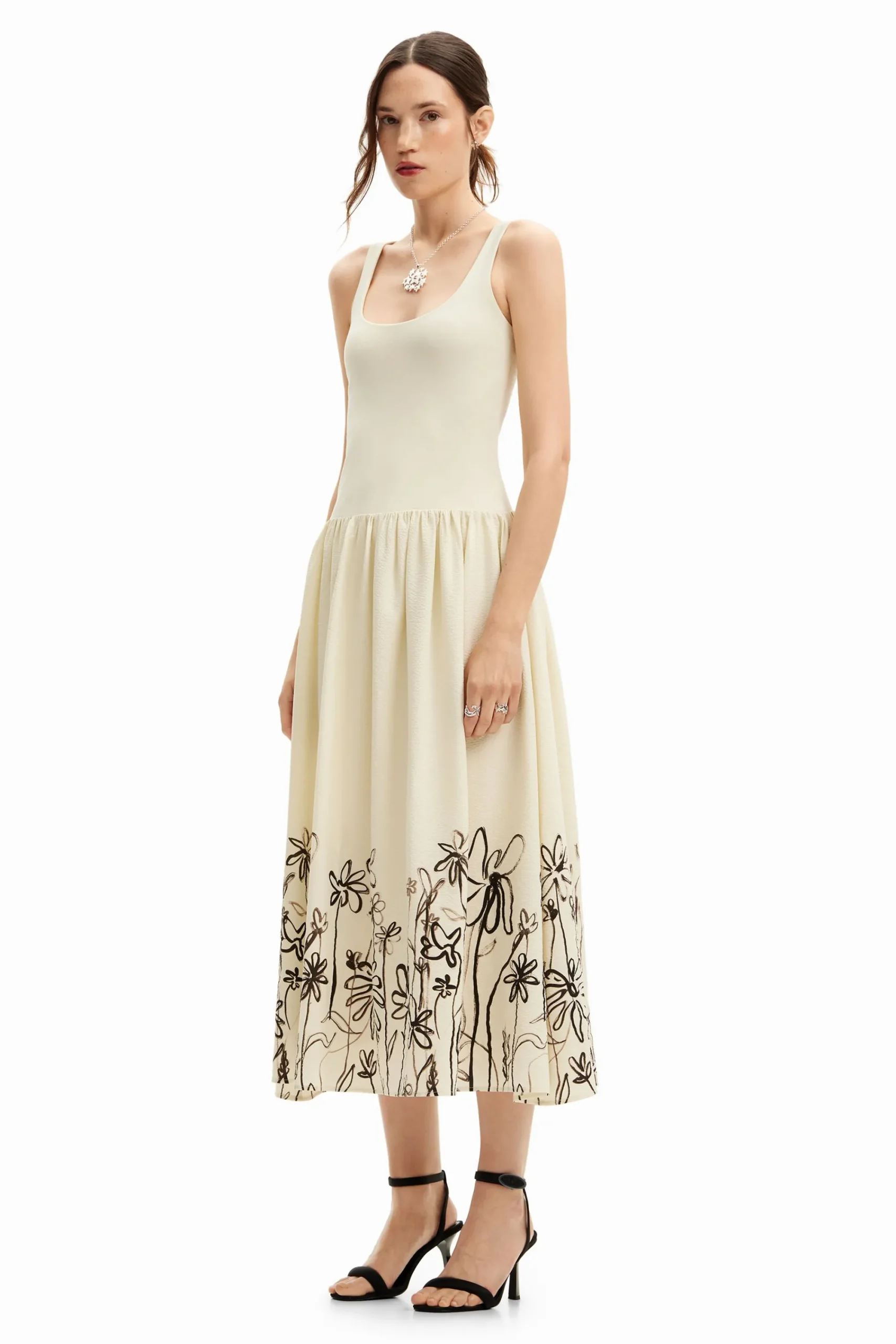 Vestidos Y Monos-Desigual Vestido midi evasé flores
