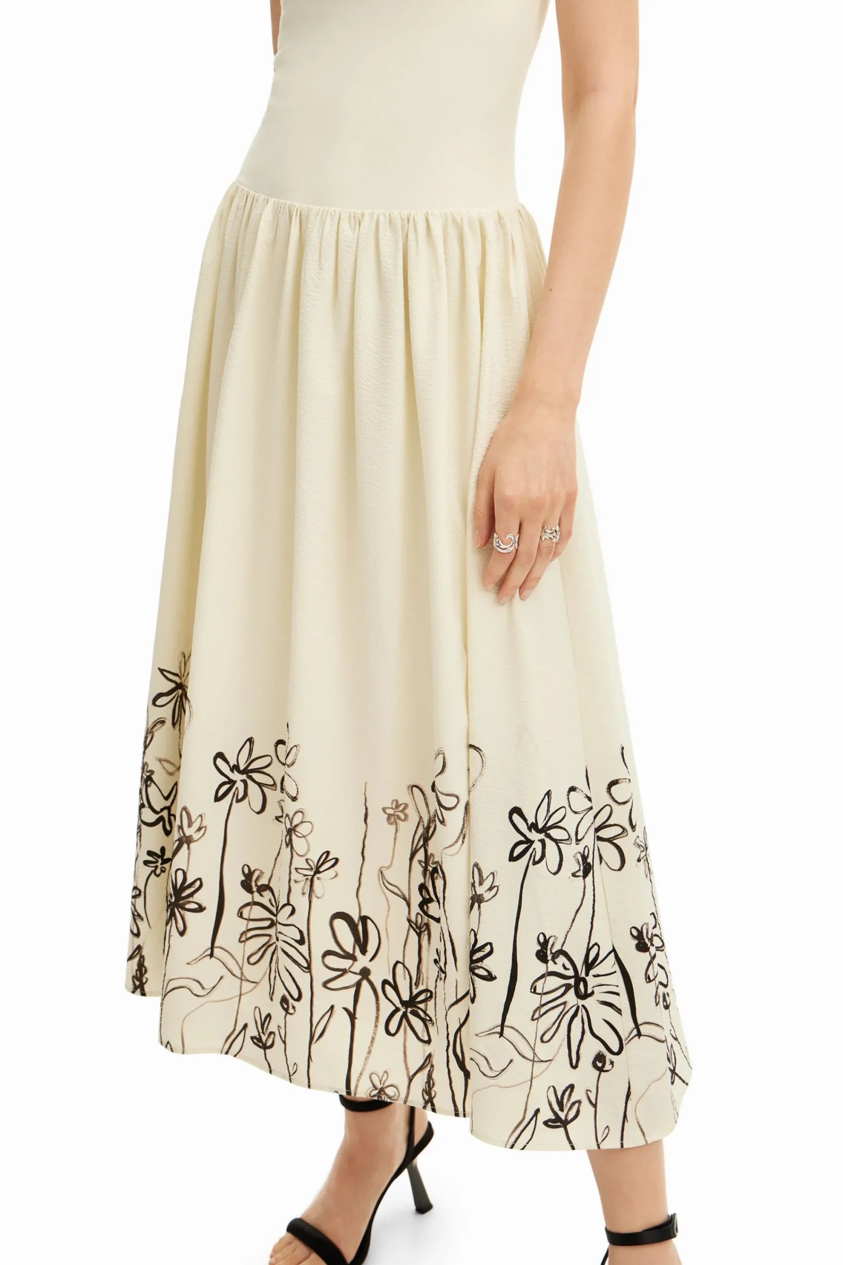 Vestidos Y Monos-Desigual Vestido midi evasé flores