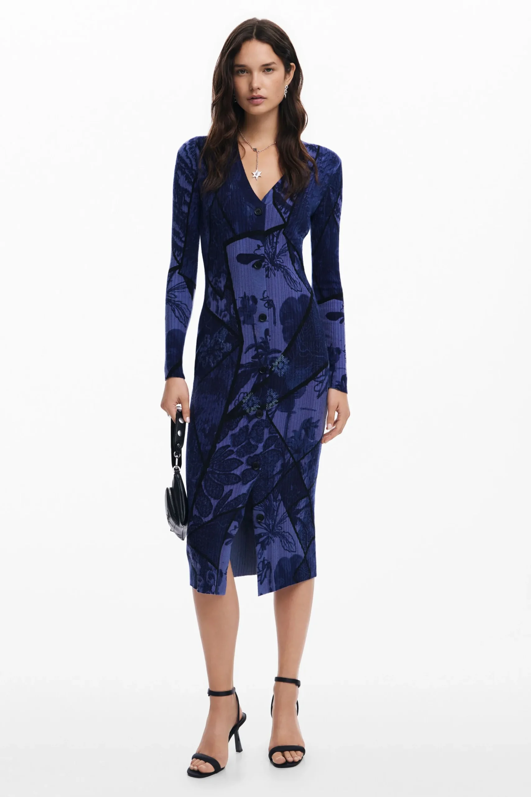 Ropa De Punto|Vestidos Y Monos-Desigual Vestido midi flores