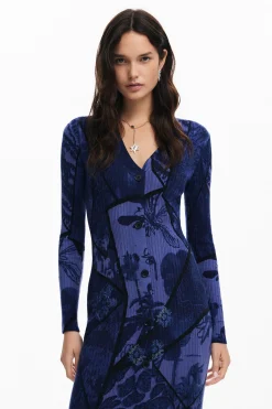 Ropa De Punto|Vestidos Y Monos-Desigual Vestido midi flores