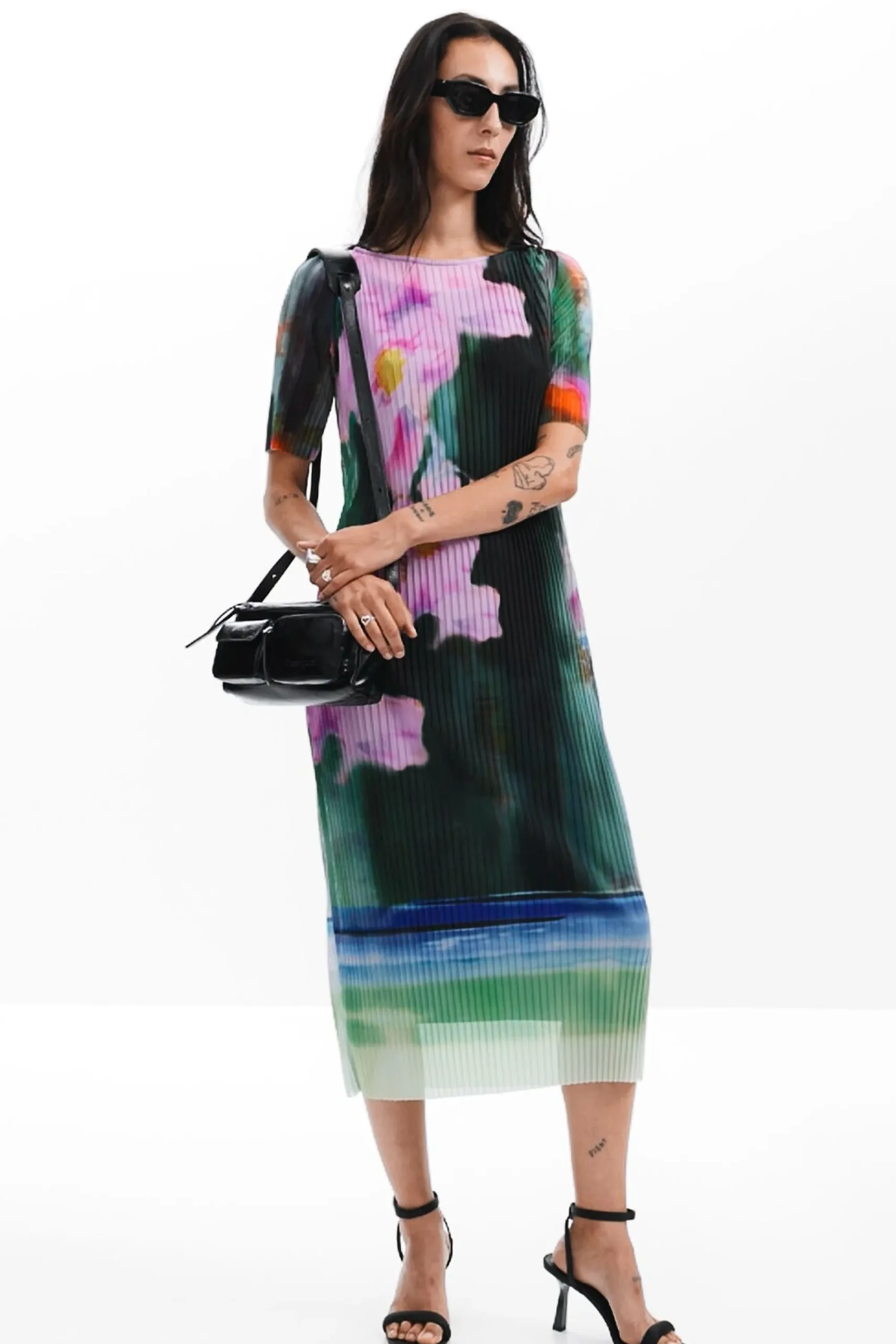 Vestidos Y Monos-Desigual Vestido midi flores