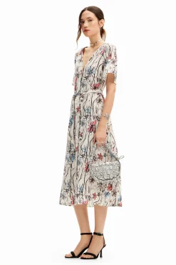 Vestidos Y Monos-Desigual Vestido midi flores