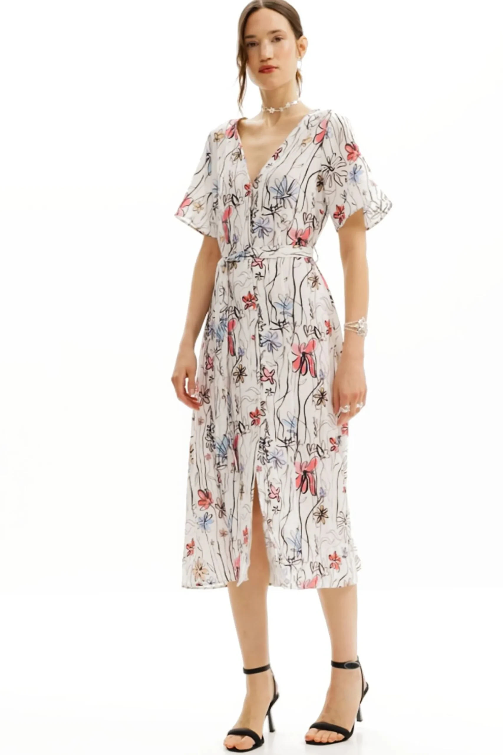 Vestidos Y Monos-Desigual Vestido midi flores