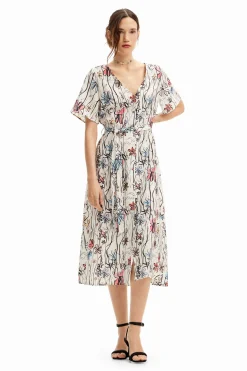 Vestidos Y Monos-Desigual Vestido midi flores