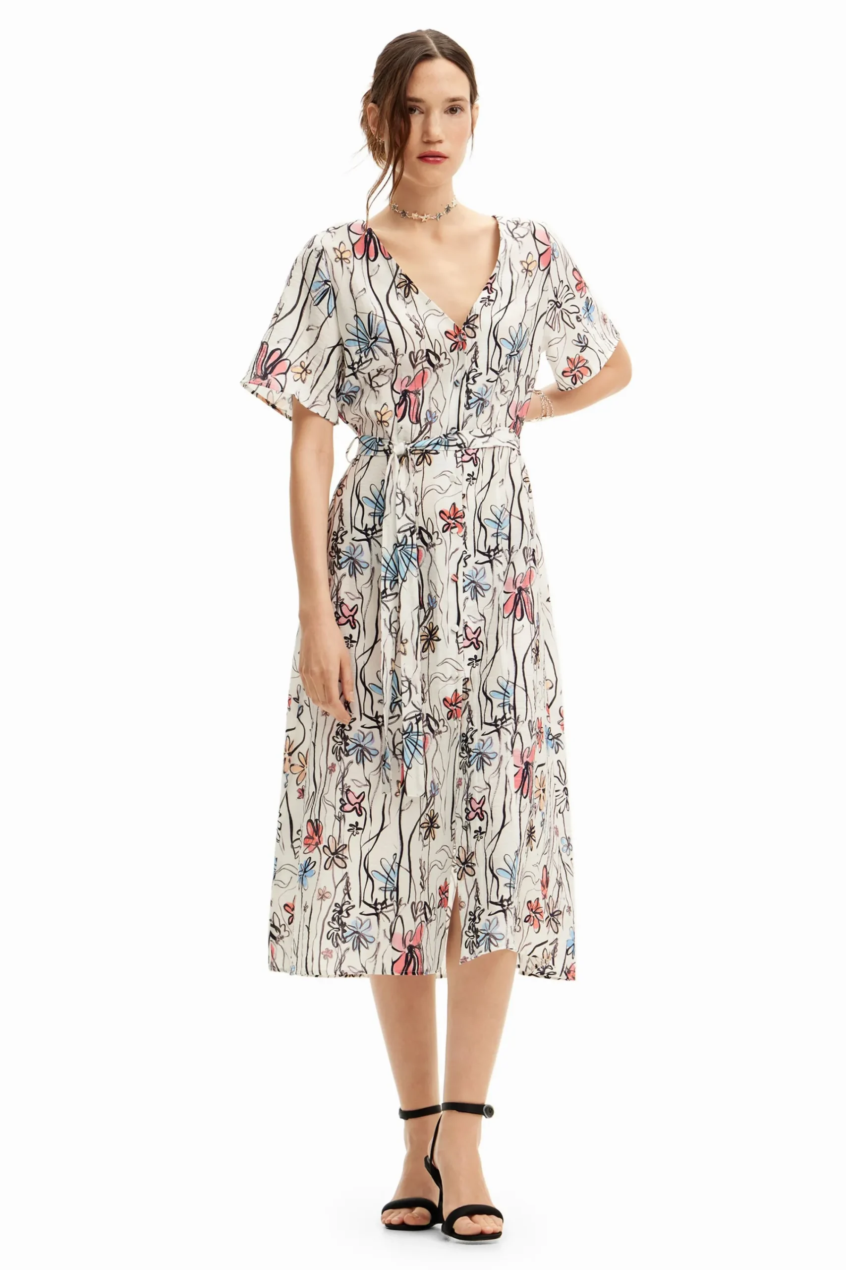 Vestidos Y Monos-Desigual Vestido midi flores