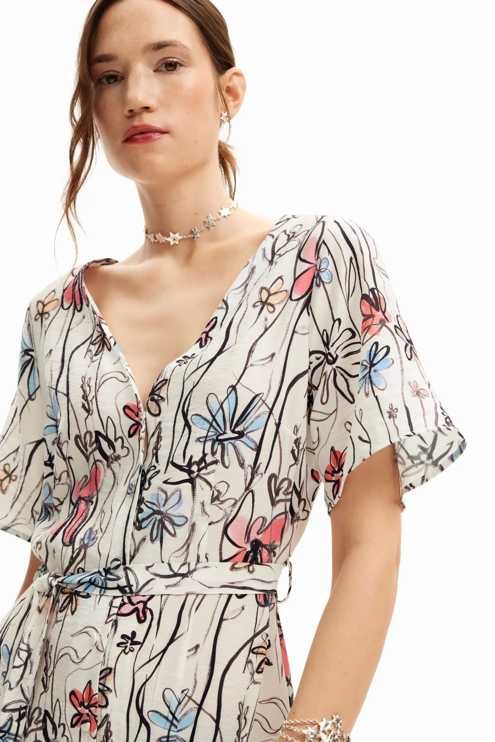 Vestidos Y Monos-Desigual Vestido midi flores