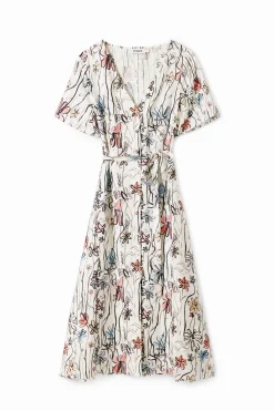 Vestidos Y Monos-Desigual Vestido midi flores