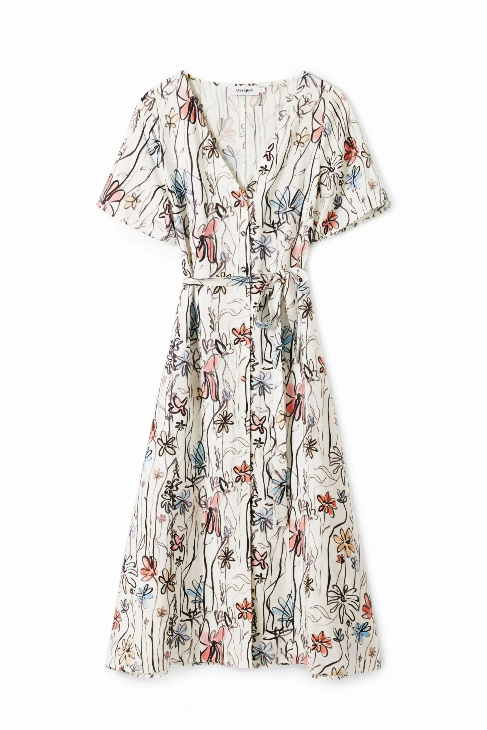 Vestidos Y Monos-Desigual Vestido midi flores