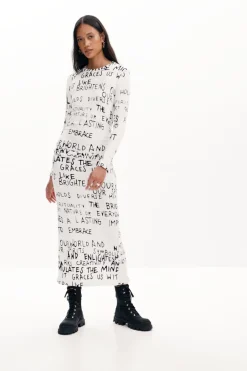 Ropa De Punto|Vestidos Y Monos-Desigual Vestido midi frase