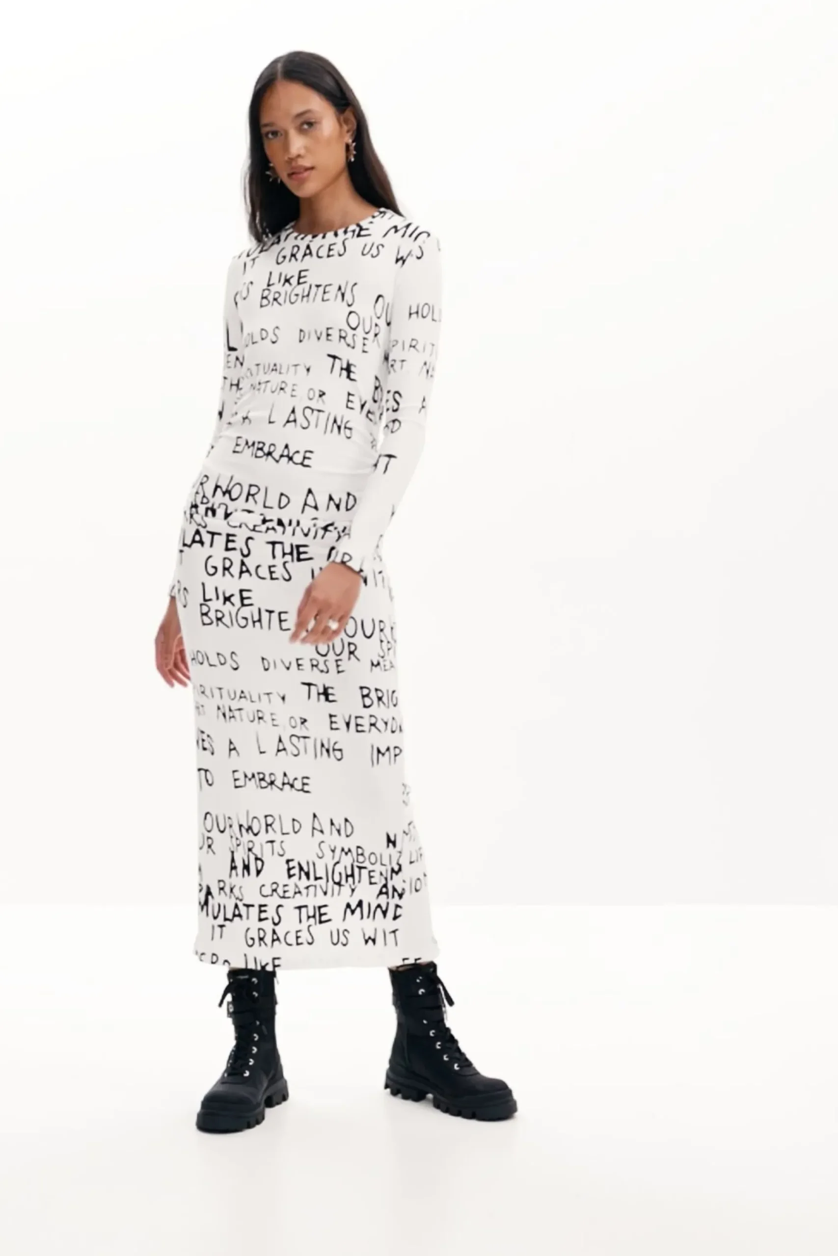 Ropa De Punto|Vestidos Y Monos-Desigual Vestido midi frase