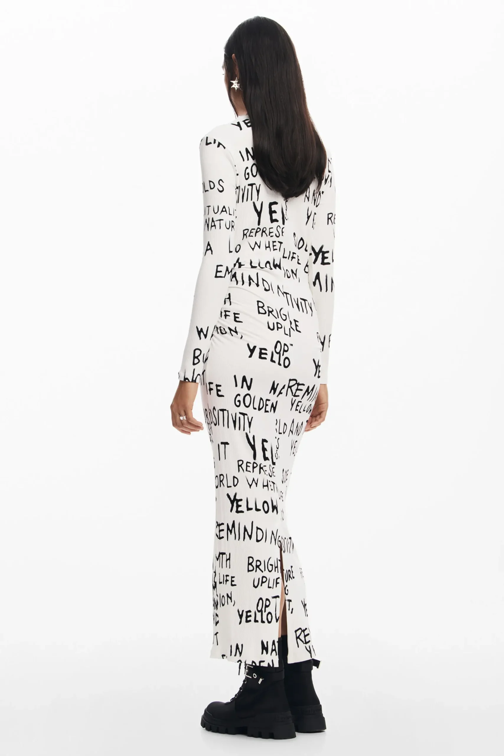 Ropa De Punto|Vestidos Y Monos-Desigual Vestido midi frase