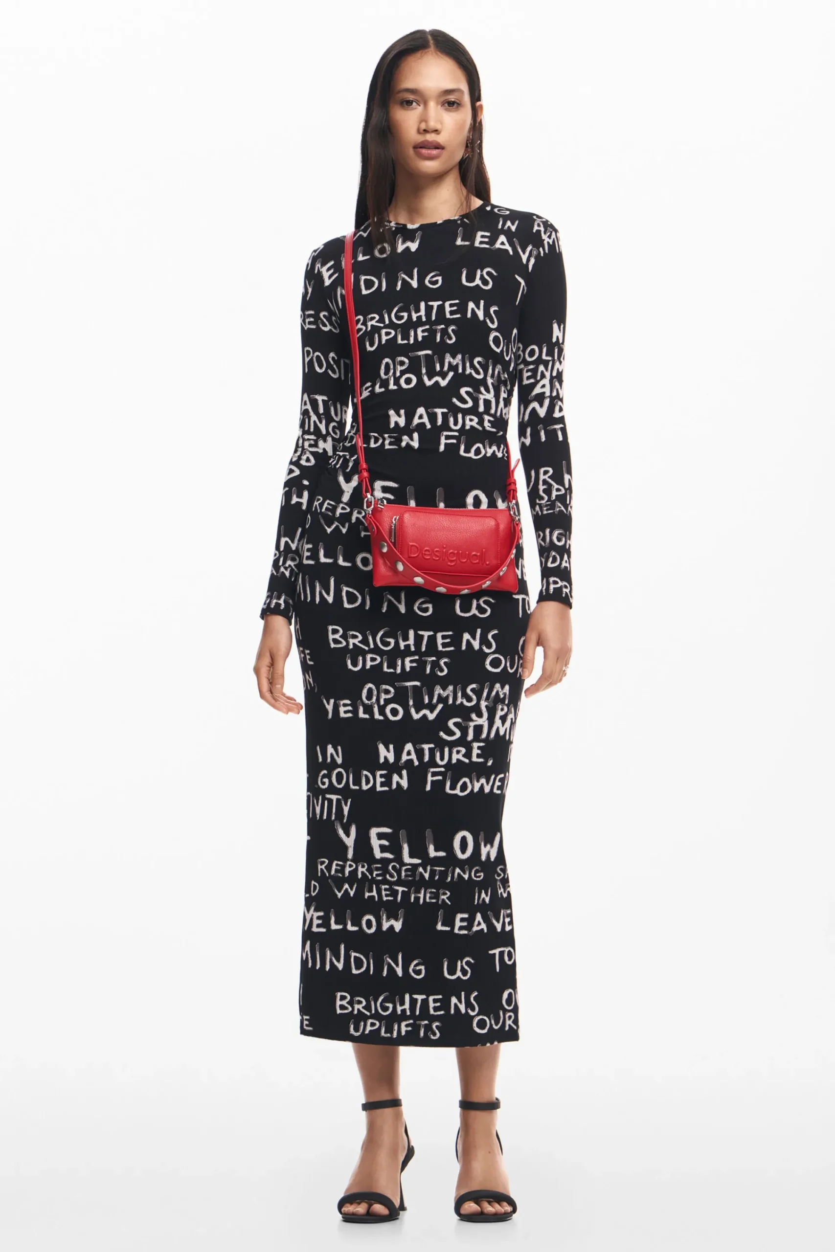 Ropa De Punto|Vestidos Y Monos-Desigual Vestido midi frases