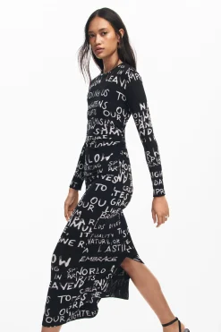 Ropa De Punto|Vestidos Y Monos-Desigual Vestido midi frases