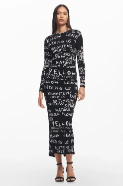 Ropa De Punto|Vestidos Y Monos-Desigual Vestido midi frases