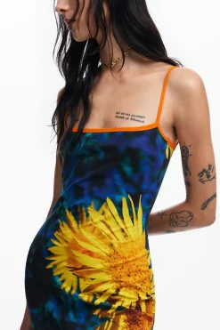 Vestidos Y Monos-Desigual Vestido midi girasoles