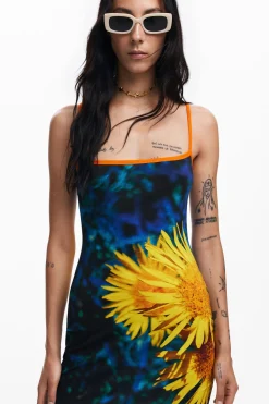 Vestidos Y Monos-Desigual Vestido midi girasoles