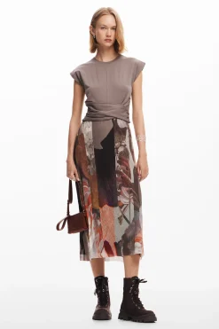 Vestidos Y Monos-Desigual Vestido midi híbrido flores