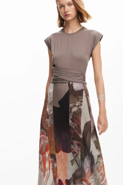 Vestidos Y Monos-Desigual Vestido midi híbrido flores