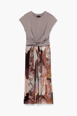 Vestidos Y Monos-Desigual Vestido midi híbrido flores