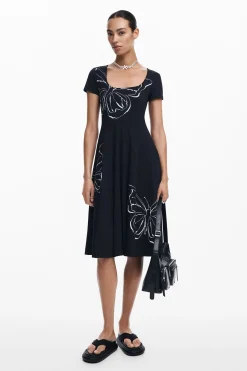 Vestidos Y Monos-Desigual Vestido midi mariposas