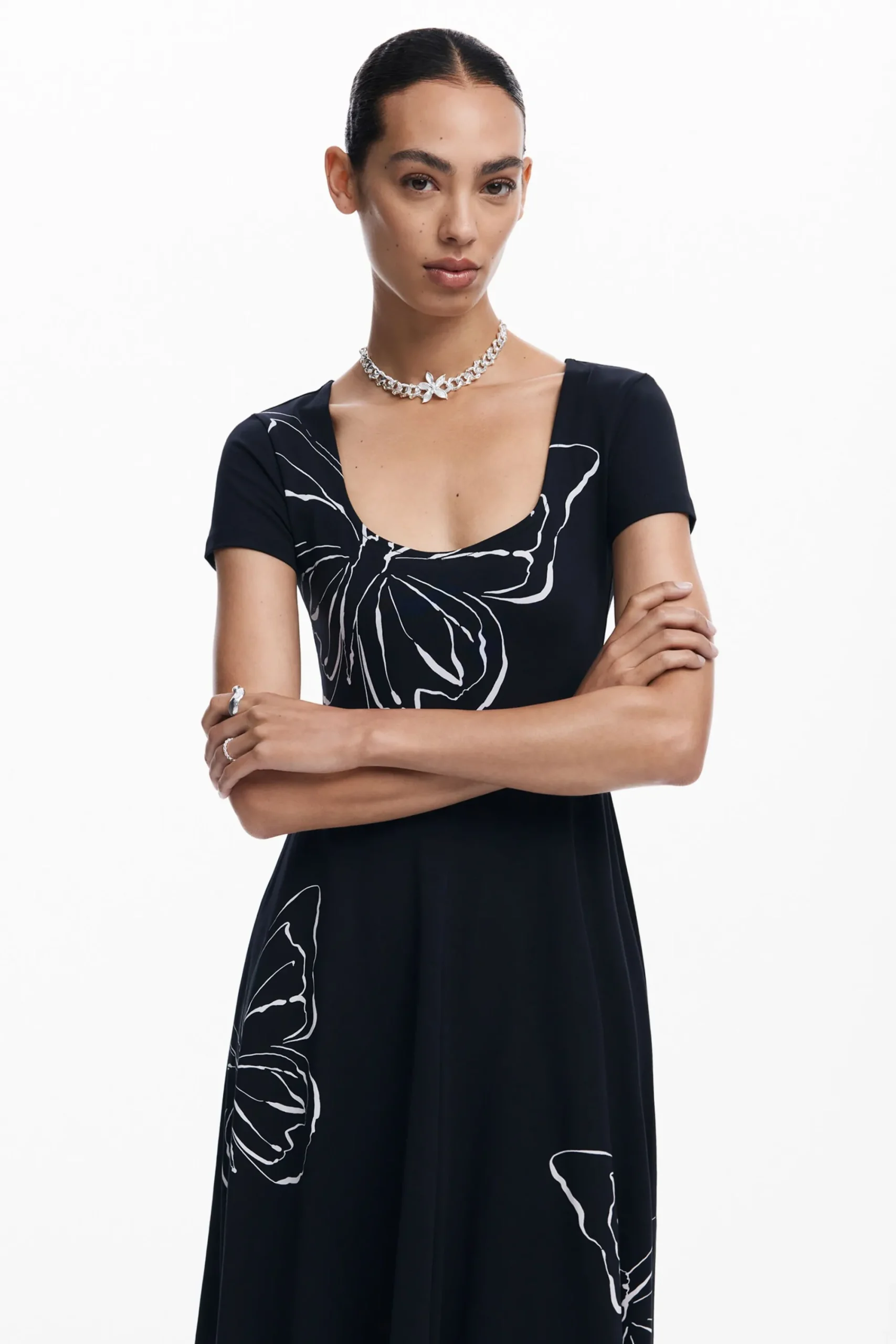 Vestidos Y Monos-Desigual Vestido midi mariposas