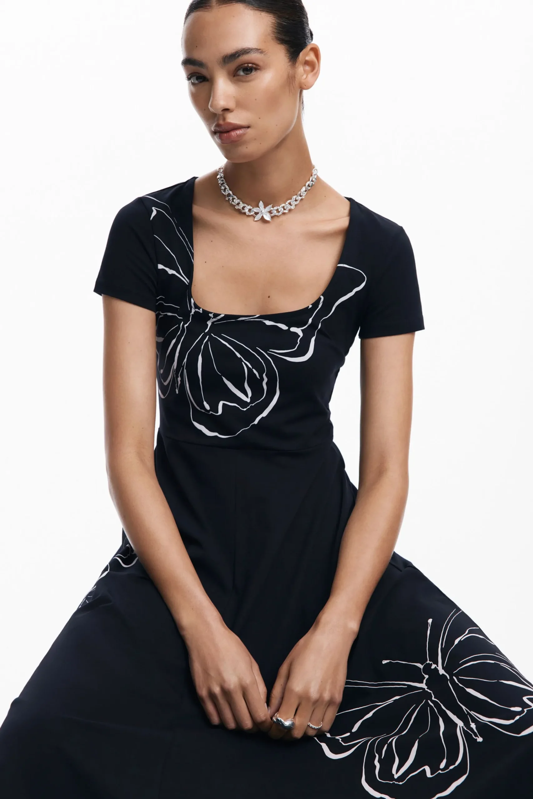 Vestidos Y Monos-Desigual Vestido midi mariposas