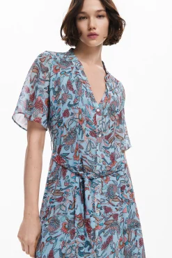 Vestidos Y Monos-Desigual Vestido midi motivos florales