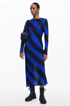 Vestidos Y Monos-Desigual Vestido midi rayas