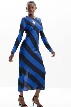 Vestidos Y Monos-Desigual Vestido midi rayas