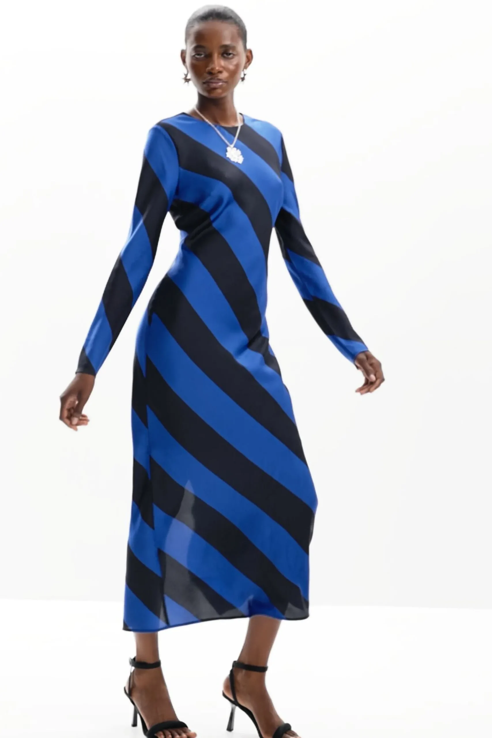 Vestidos Y Monos-Desigual Vestido midi rayas