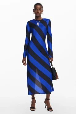 Vestidos Y Monos-Desigual Vestido midi rayas