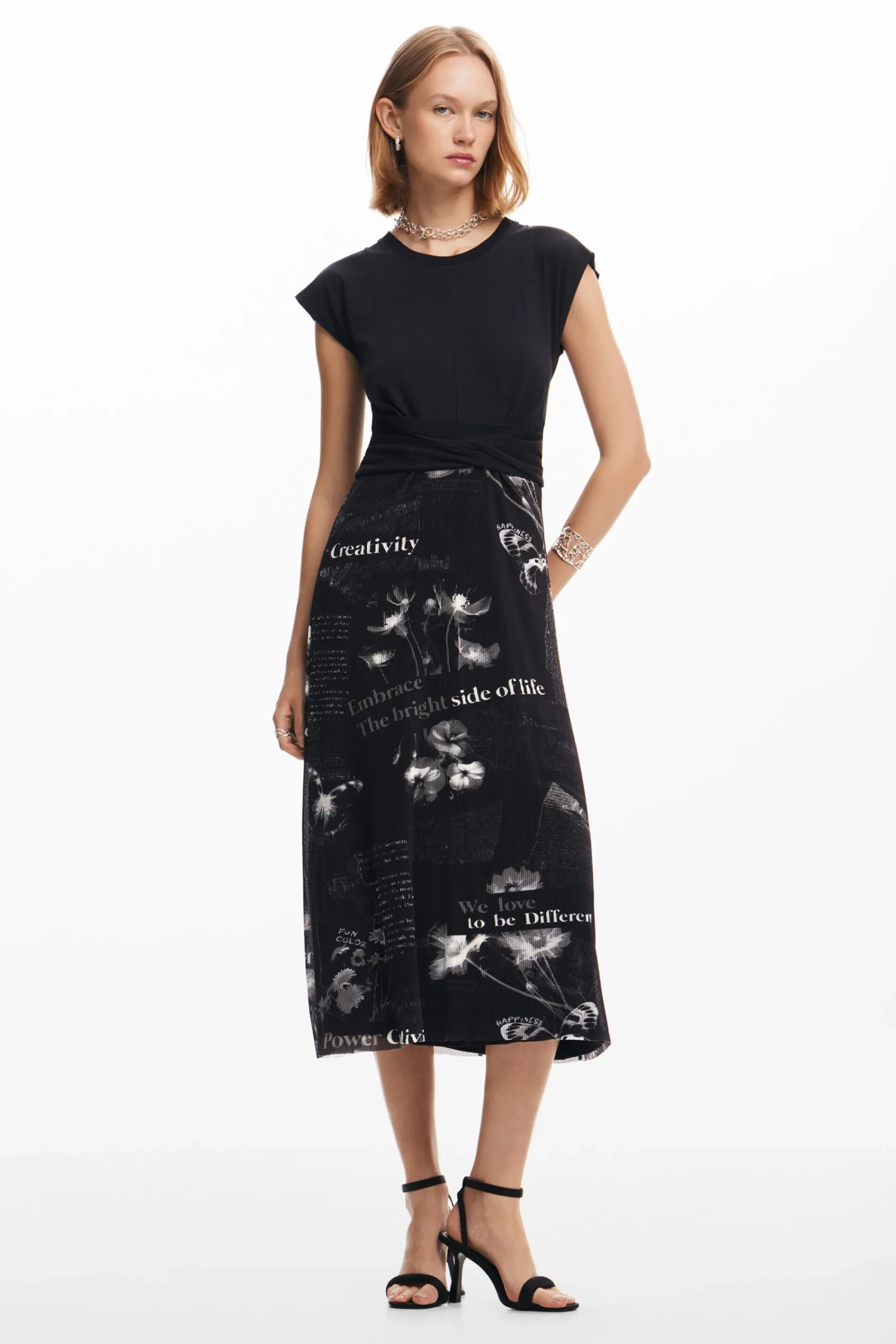 Vestidos Y Monos-Desigual Vestido midi textos