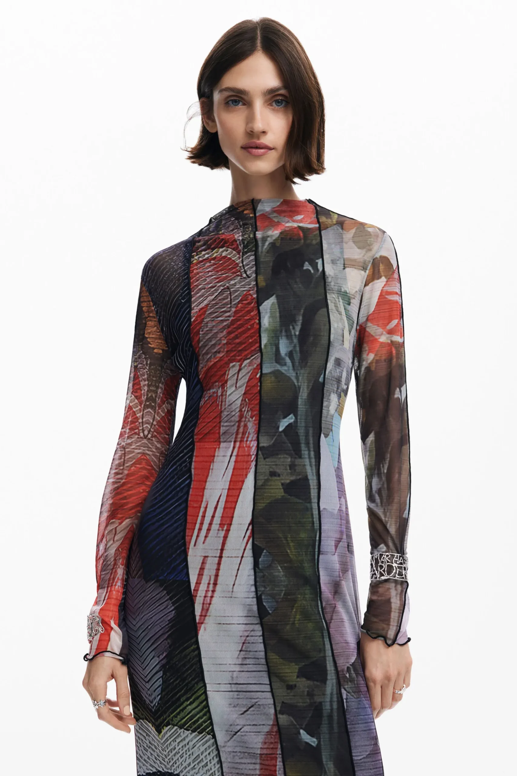 Vestidos Y Monos-Desigual Vestido midi tul estampado