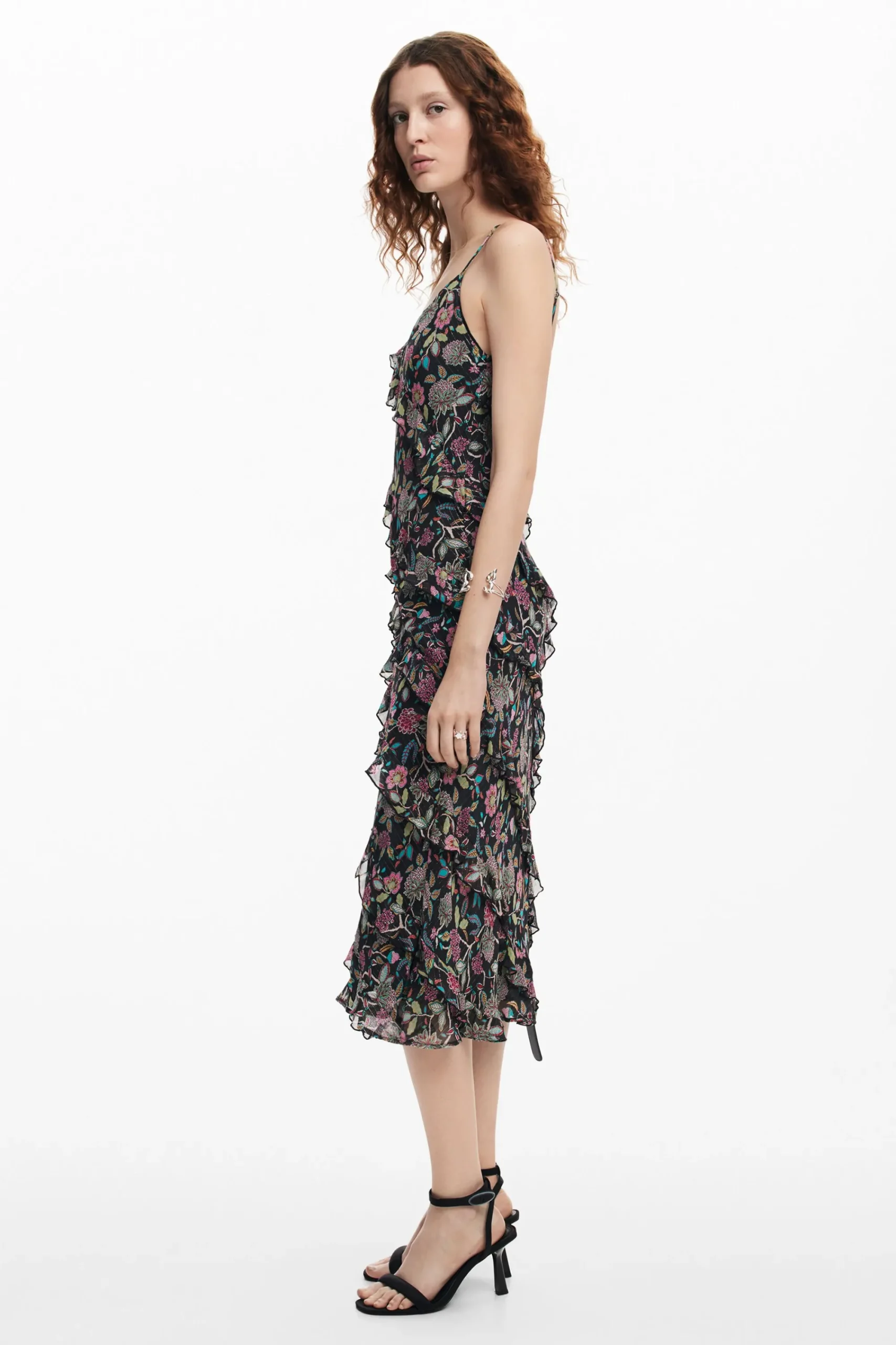 Vestidos Y Monos-Desigual Vestido midi volantes