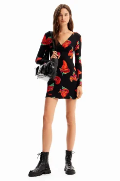 Vestidos Y Monos-Desigual Vestido mini canalé flores