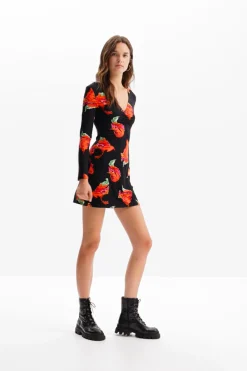 Vestidos Y Monos-Desigual Vestido mini canalé flores