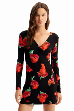 Vestidos Y Monos-Desigual Vestido mini canalé flores